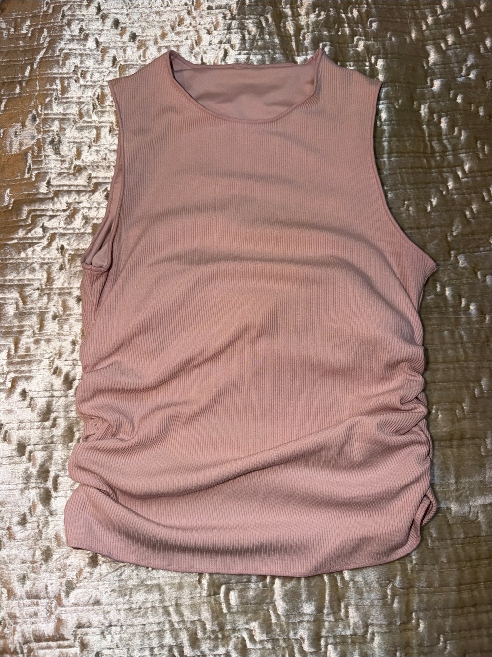 Sleeveless Alo Ribbed Tank Top with built in elastic bra - Dusty Rose
